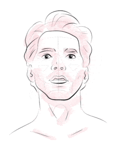 Illustration of face showing treatments lines for botox wrinkle treatment