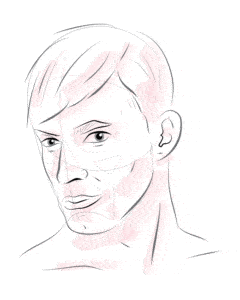 Illustration of face showing treatments lines for botox wrinkle treatment