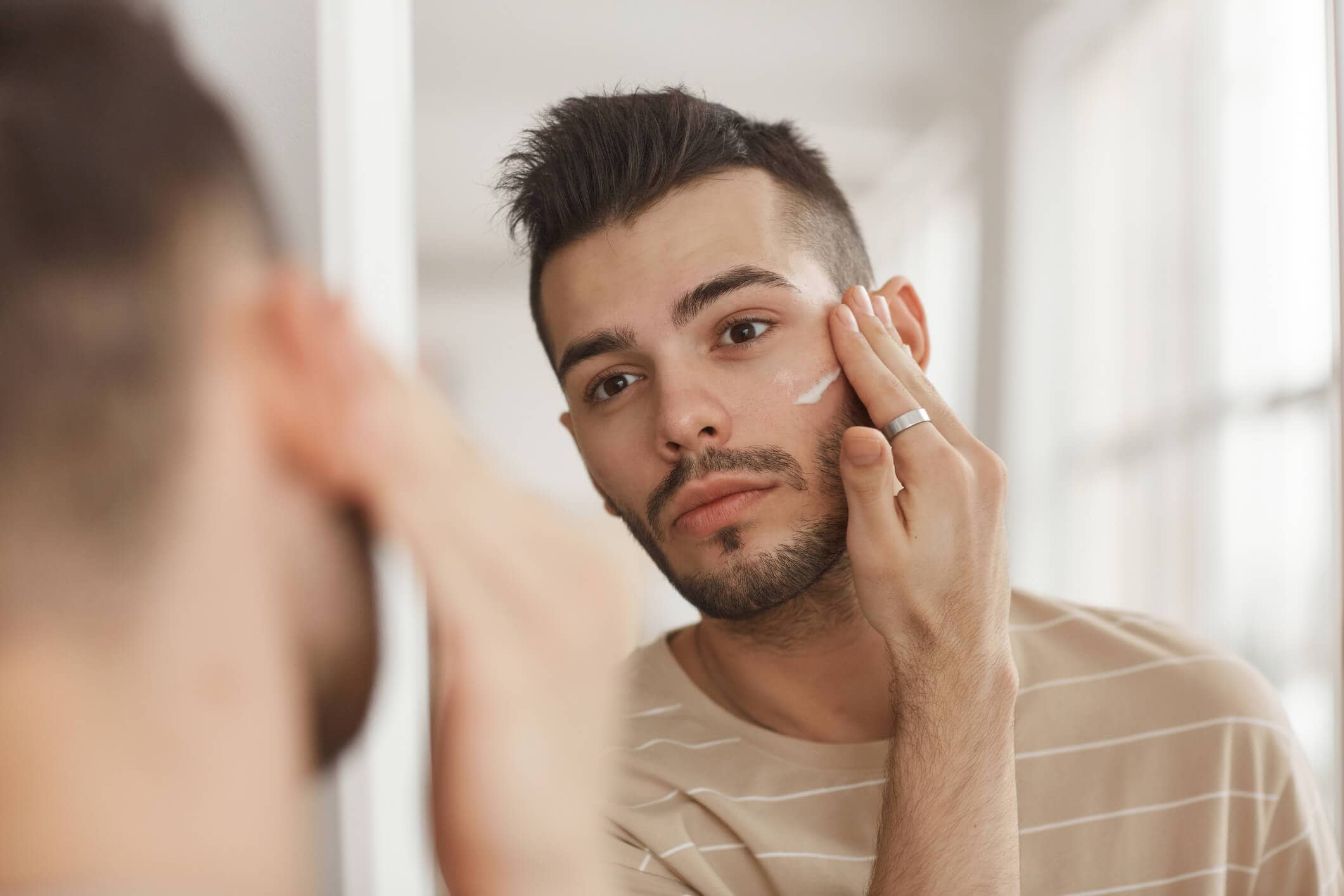 young male skincare routine with botox aha retinol healthy skin